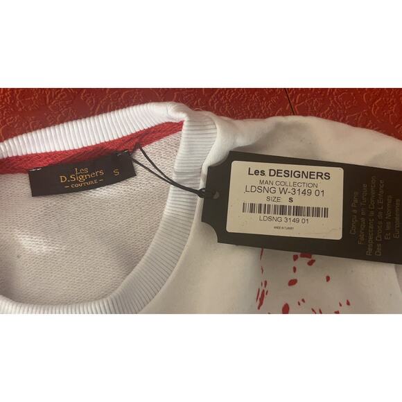 Les D.Signers Couture White Crewneck Sweatshirt Rhinestones Size: S - Excellent - Picture 7 of 15